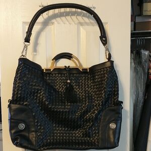Rare Joy Mangano Black Woven Tote Bag